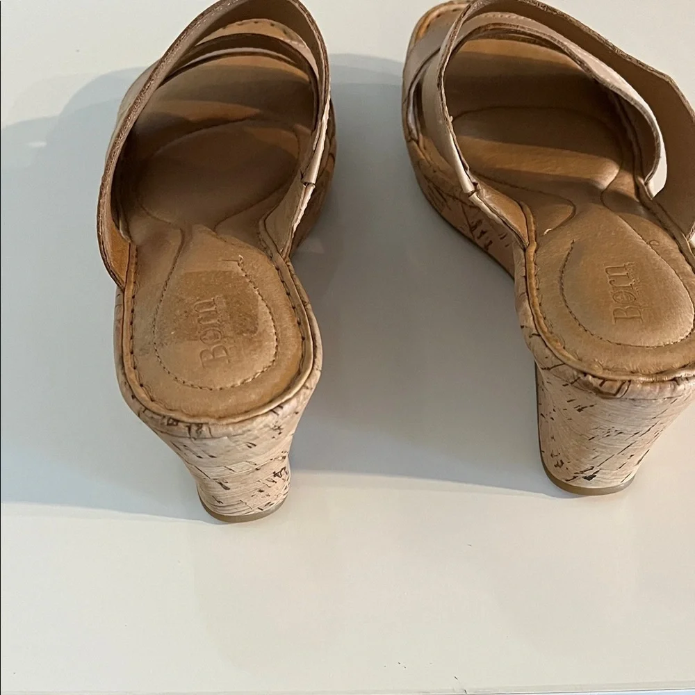 Born Tan Leather Wedge Sandals Size‎ 11 M